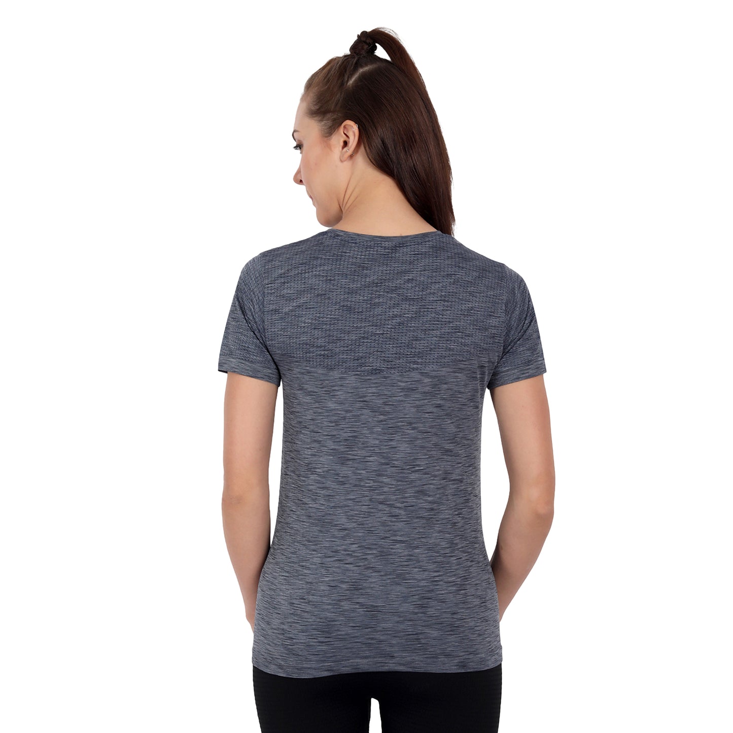 Heka Seamless Milestone Women's Twin Design T-Shirt - Grey & Black