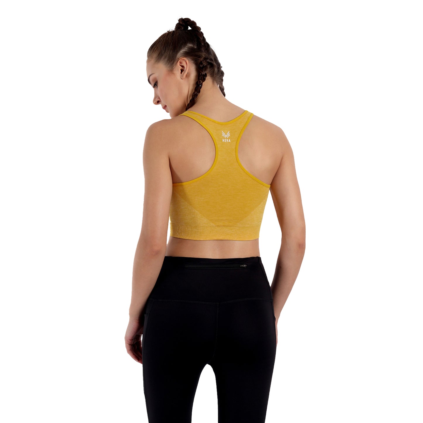 Heka Seamless Mélange Racerback Sports Bra - Sunset Orange