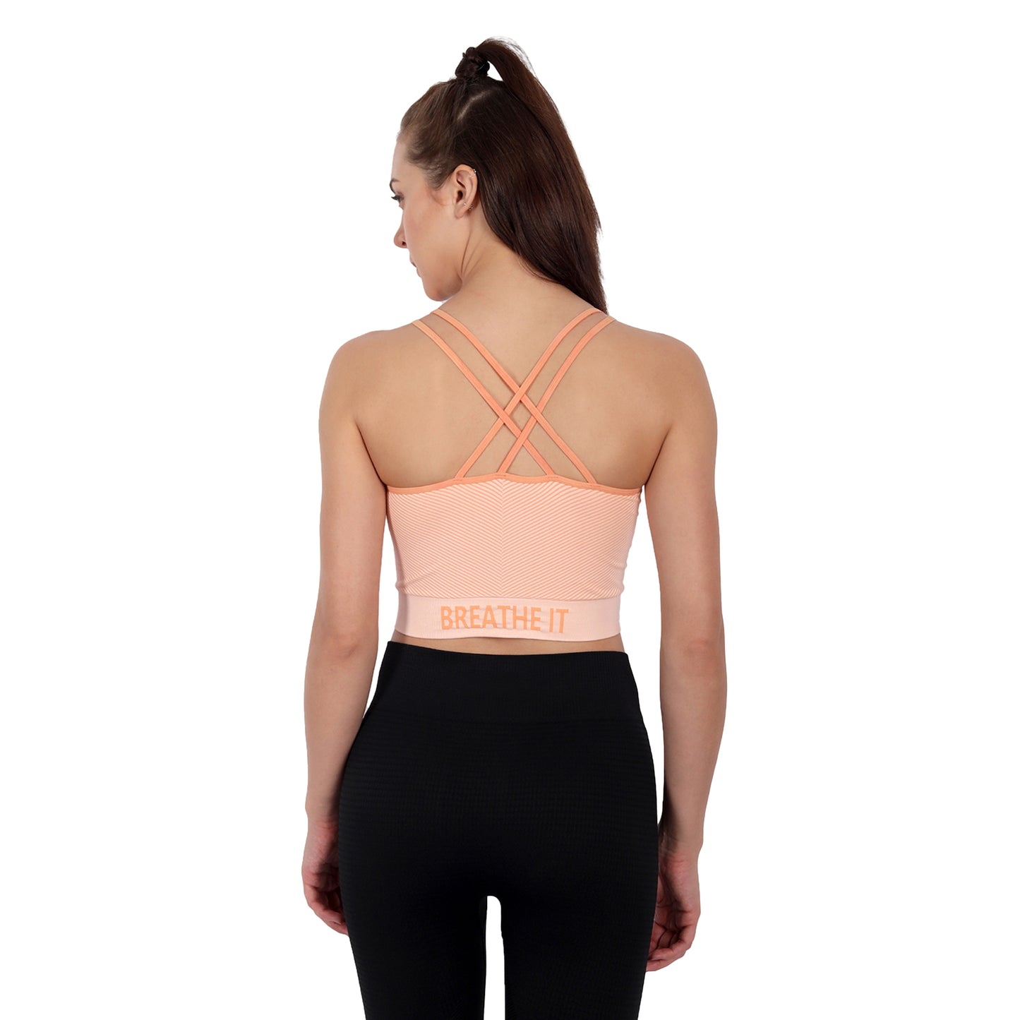 Heka Seamless Women's Multi-Strap Crop Top - Apricot Peach