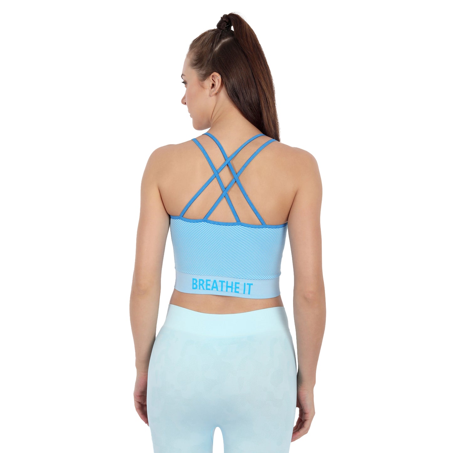 Heka Seamless Women's Multi-Strap Crop Top - Horizon Blue