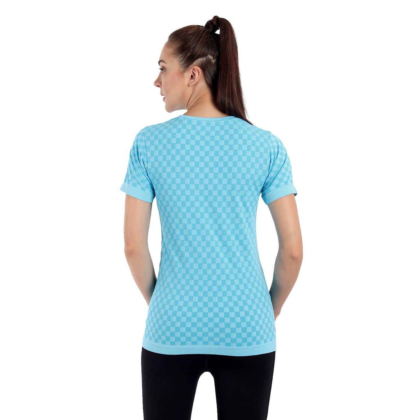 Heka Seamless Chess Move Women's T-Shirt - Neon Aqua Blue