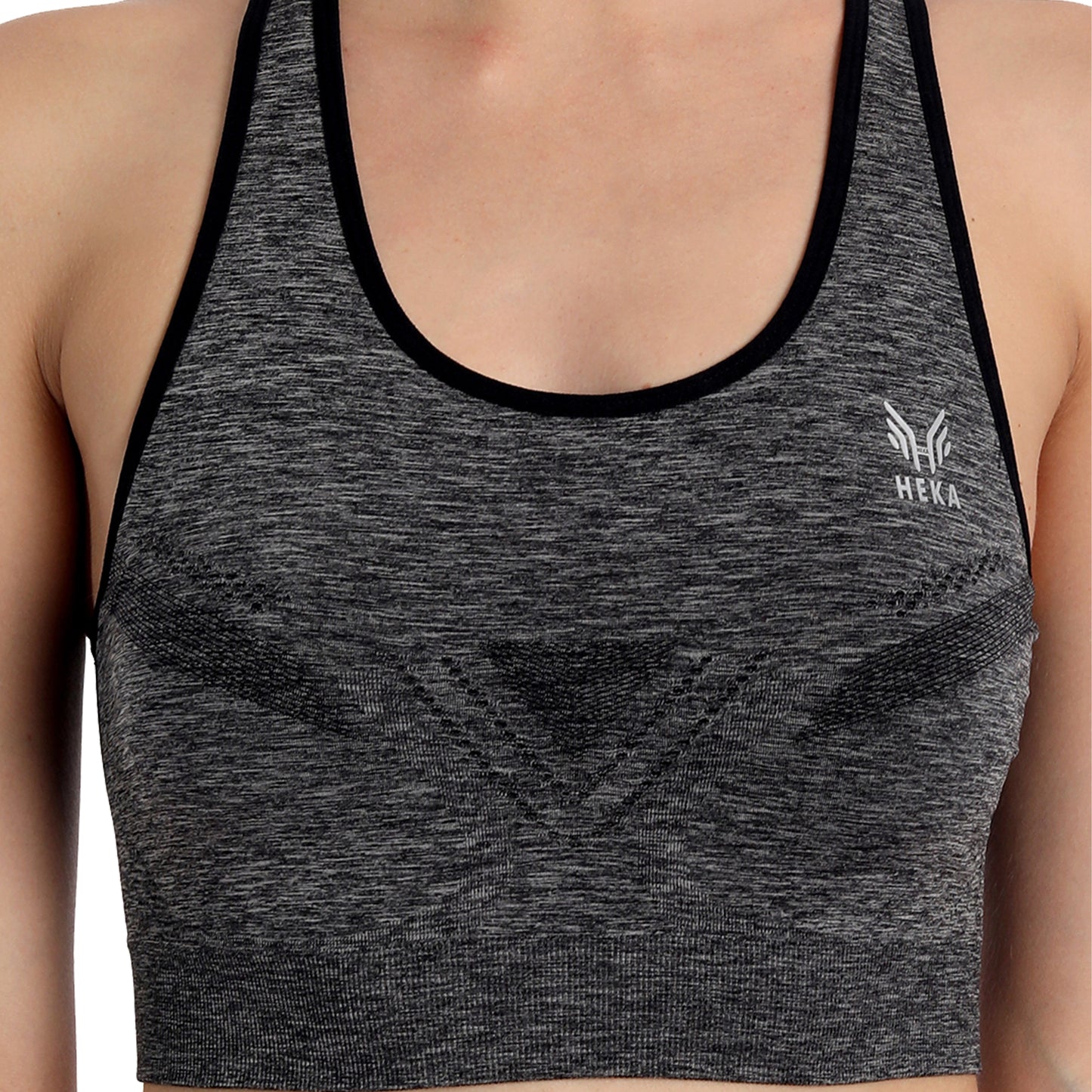 Heka Seamless Mélange Racerback Sports Bra - Black Cat