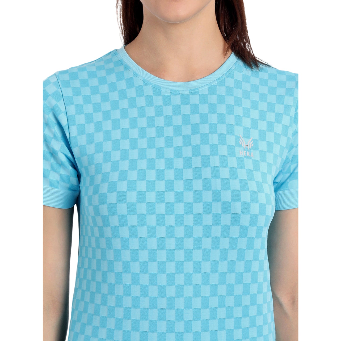 Heka Seamless Chess Move Women's T-Shirt - Neon Aqua Blue