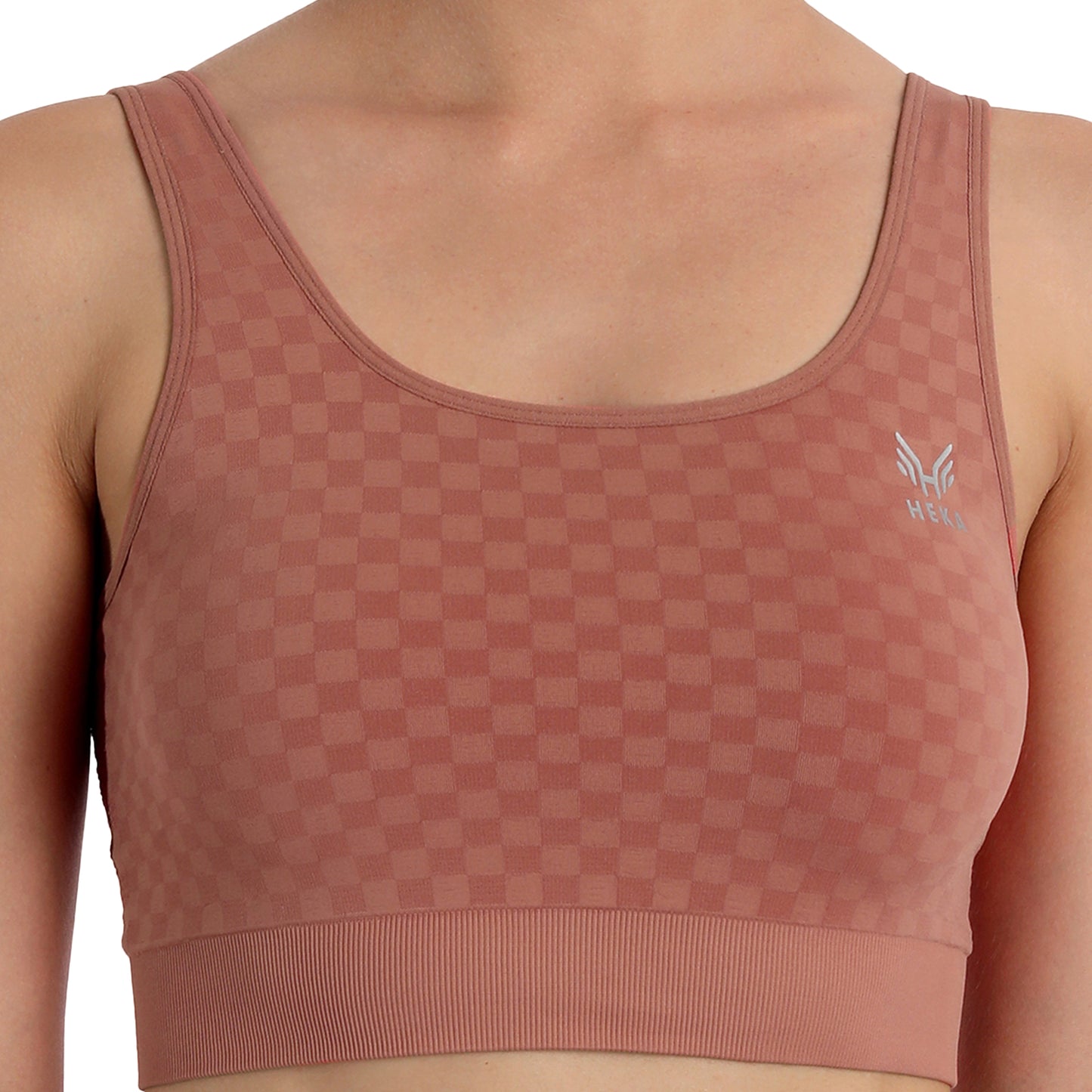 Heka Seamless Chess Move Sports Bra - Oak Brown