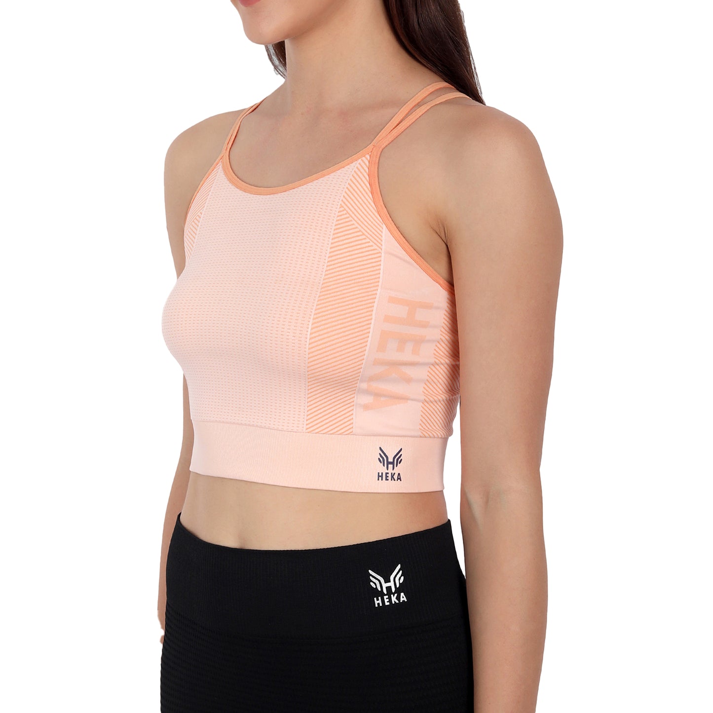 Heka Seamless Women's Multi-Strap Crop Top - Apricot Peach