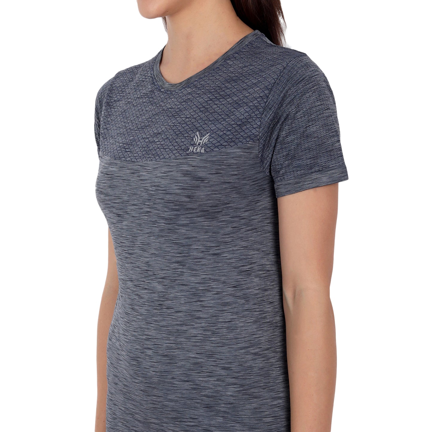 Heka Seamless Milestone Women's Twin Design T-Shirt - Grey & Black