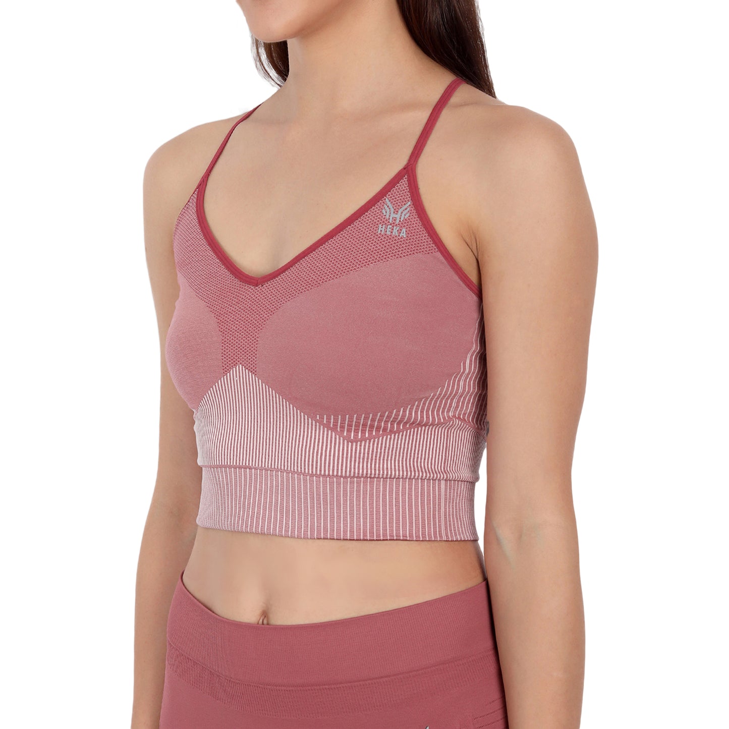 Heka Seamless Women's Crop Top with 3D Stripes - London Berry