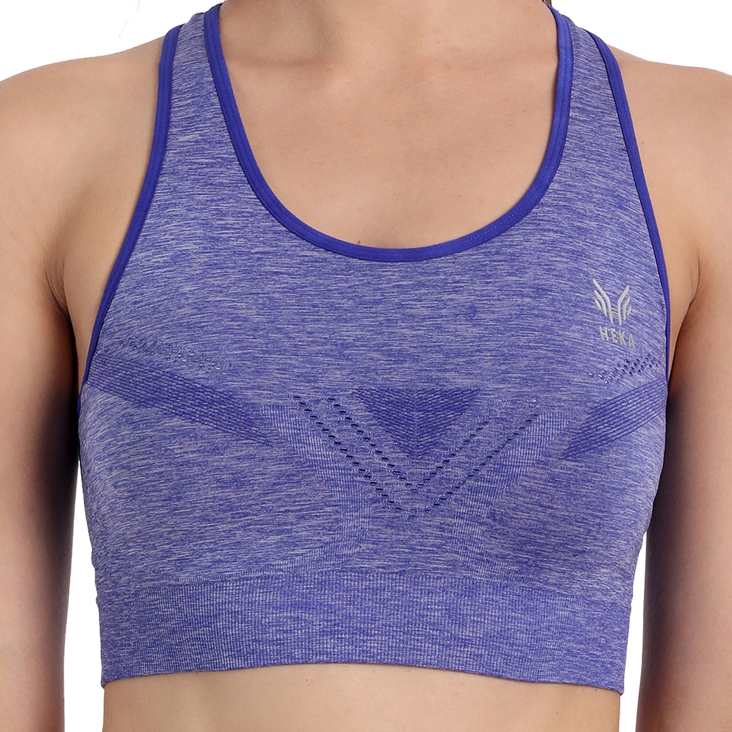 Heka Seamless Mélange Racerback Sports Bra - Midnight Blue