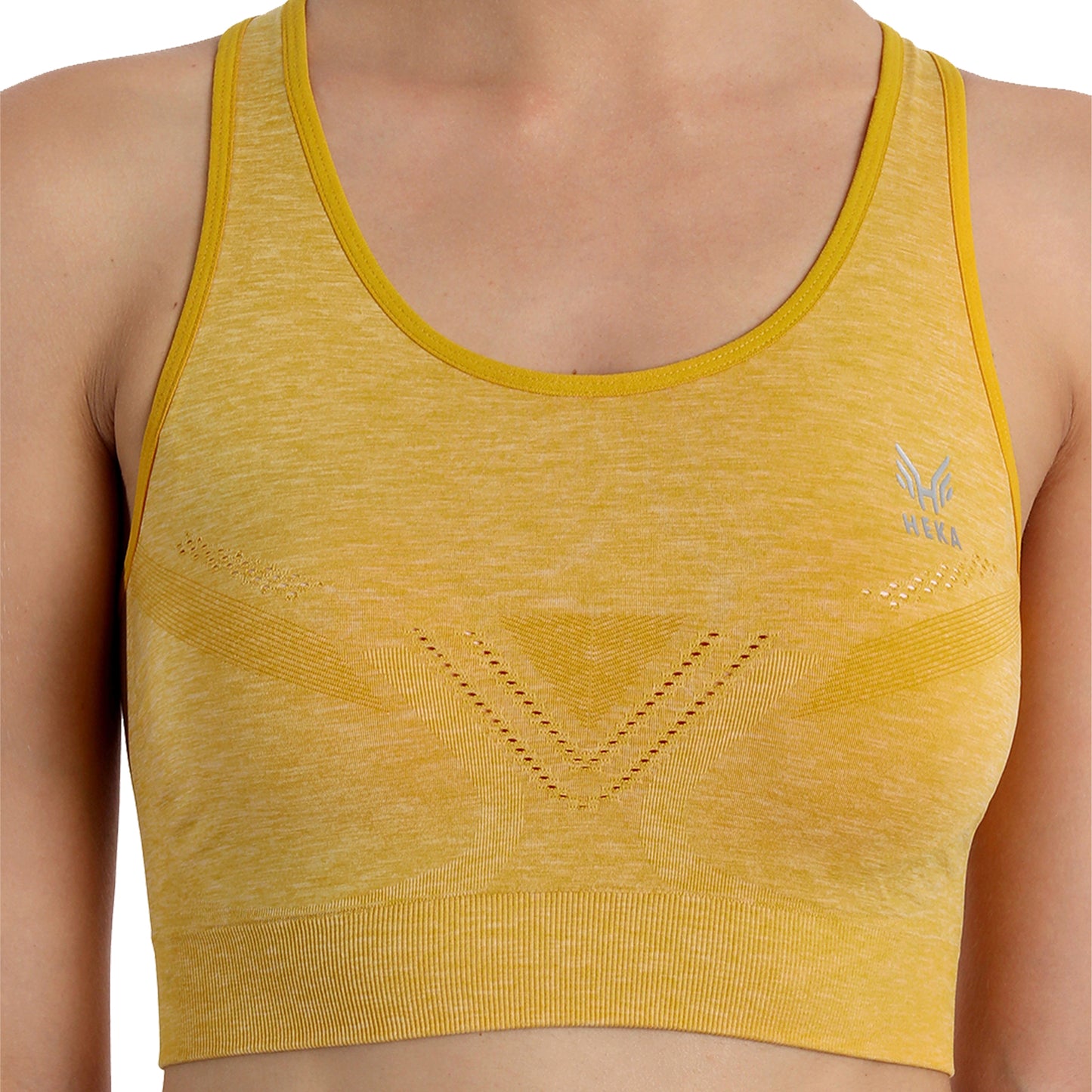 Heka Seamless Mélange Racerback Sports Bra - Sunset Orange