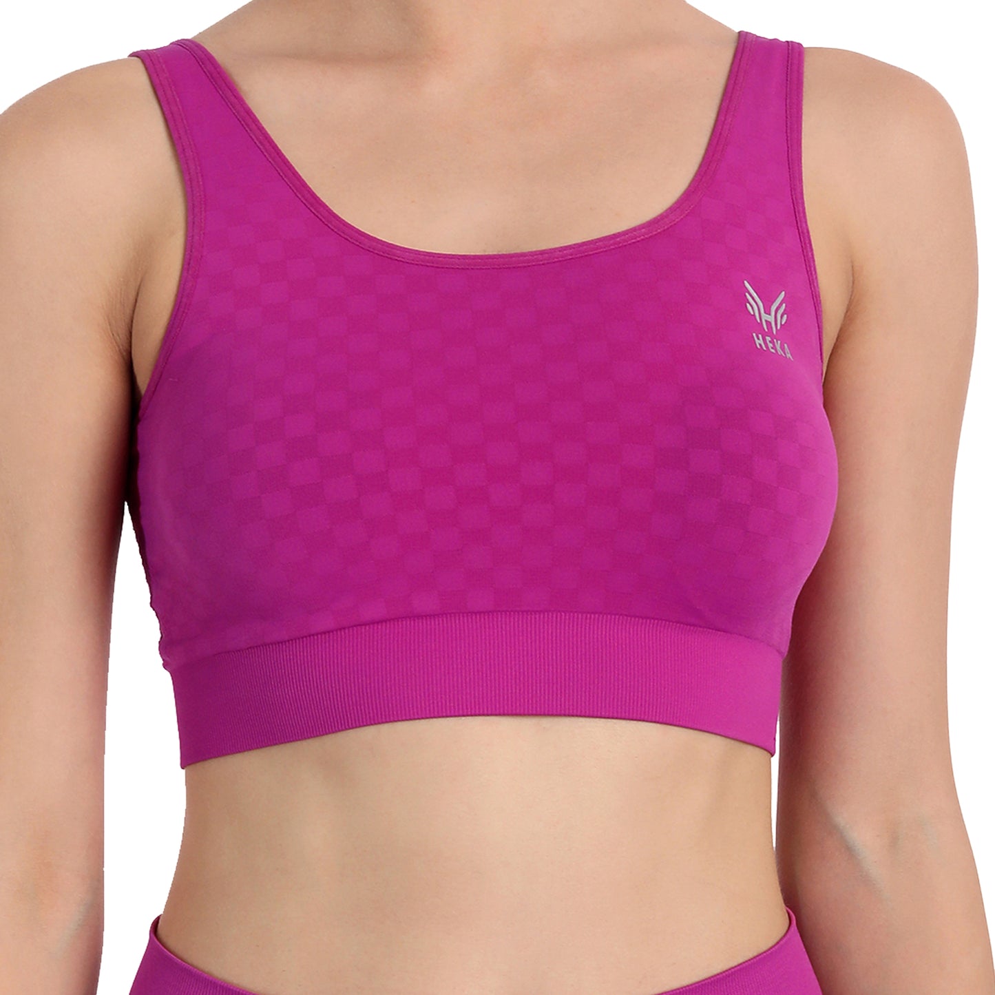 Heka Chess Move Square Neck Padded Sports Bra - Blessing Magenta