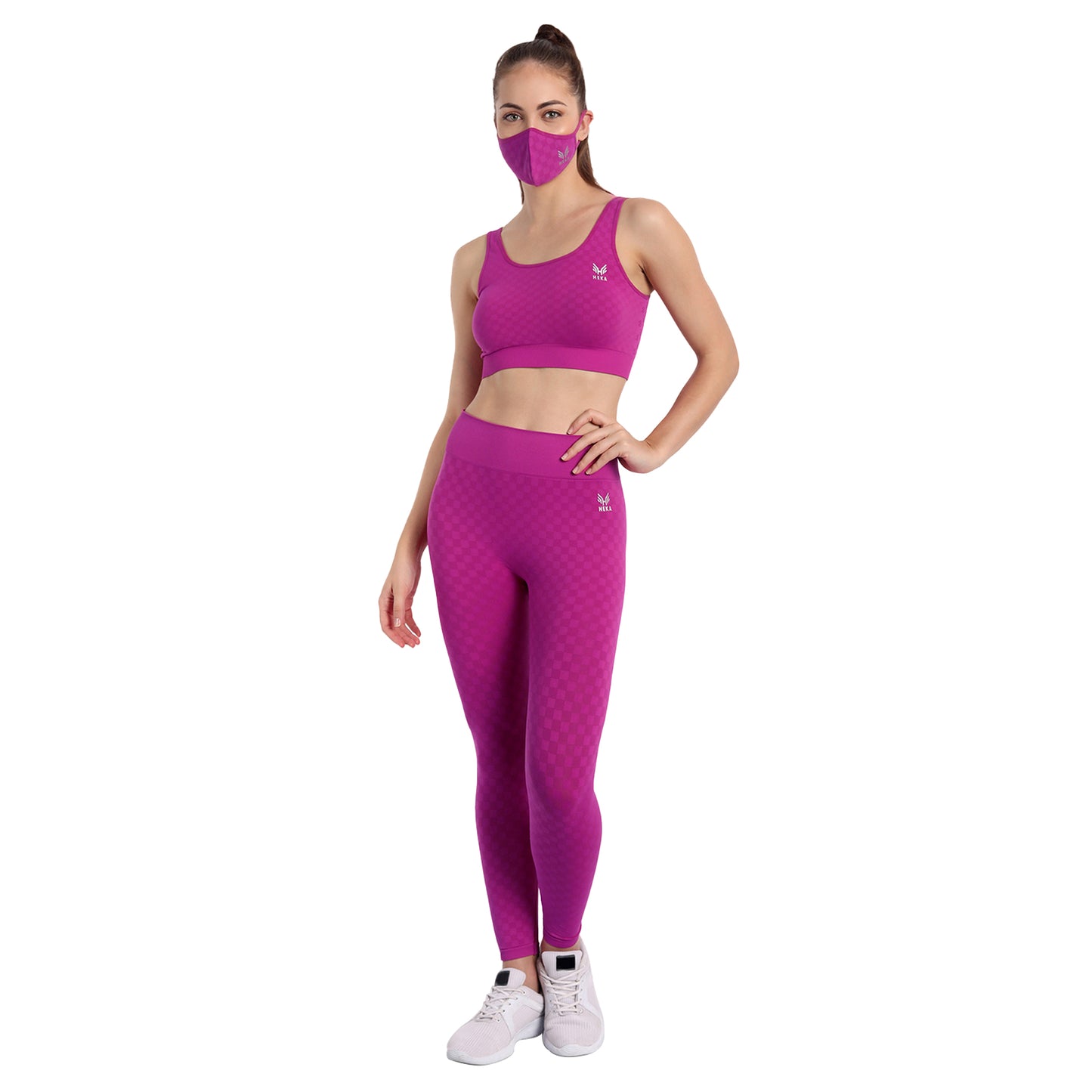 Heka Chess Move Square Neck Padded Sports Bra - Blessing Magenta