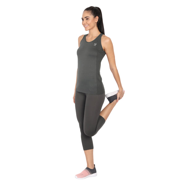 Heka Functional Seamless Racerback Active Running Workout - Pearl Grey