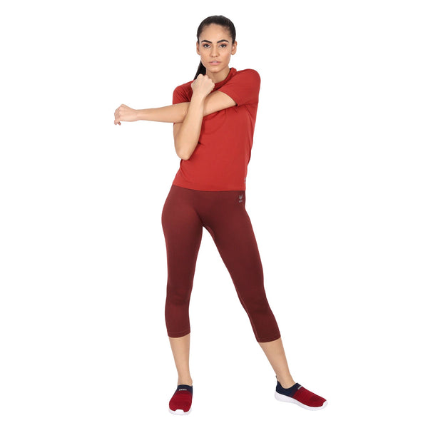 Heka Women Instill Mid Rise Capri - Rust