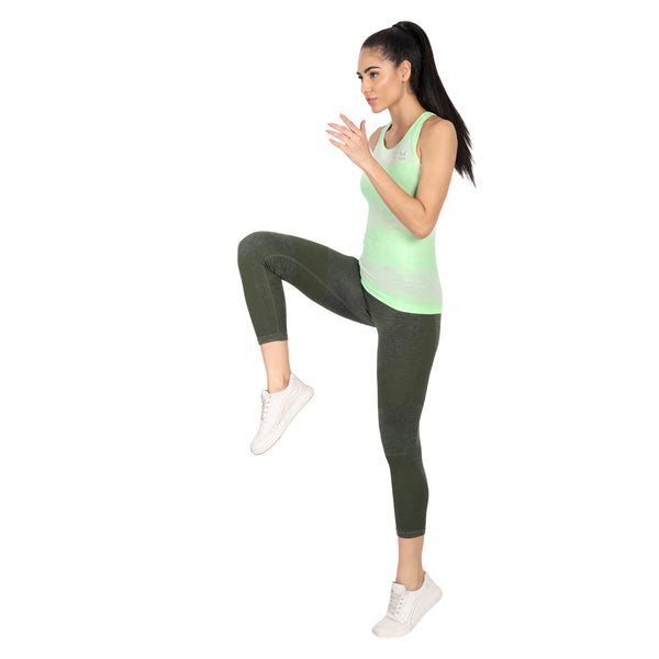 Heka Breathable & Functional Nilit Nylon Seamless Active Running Tank Top- Aquaris Green