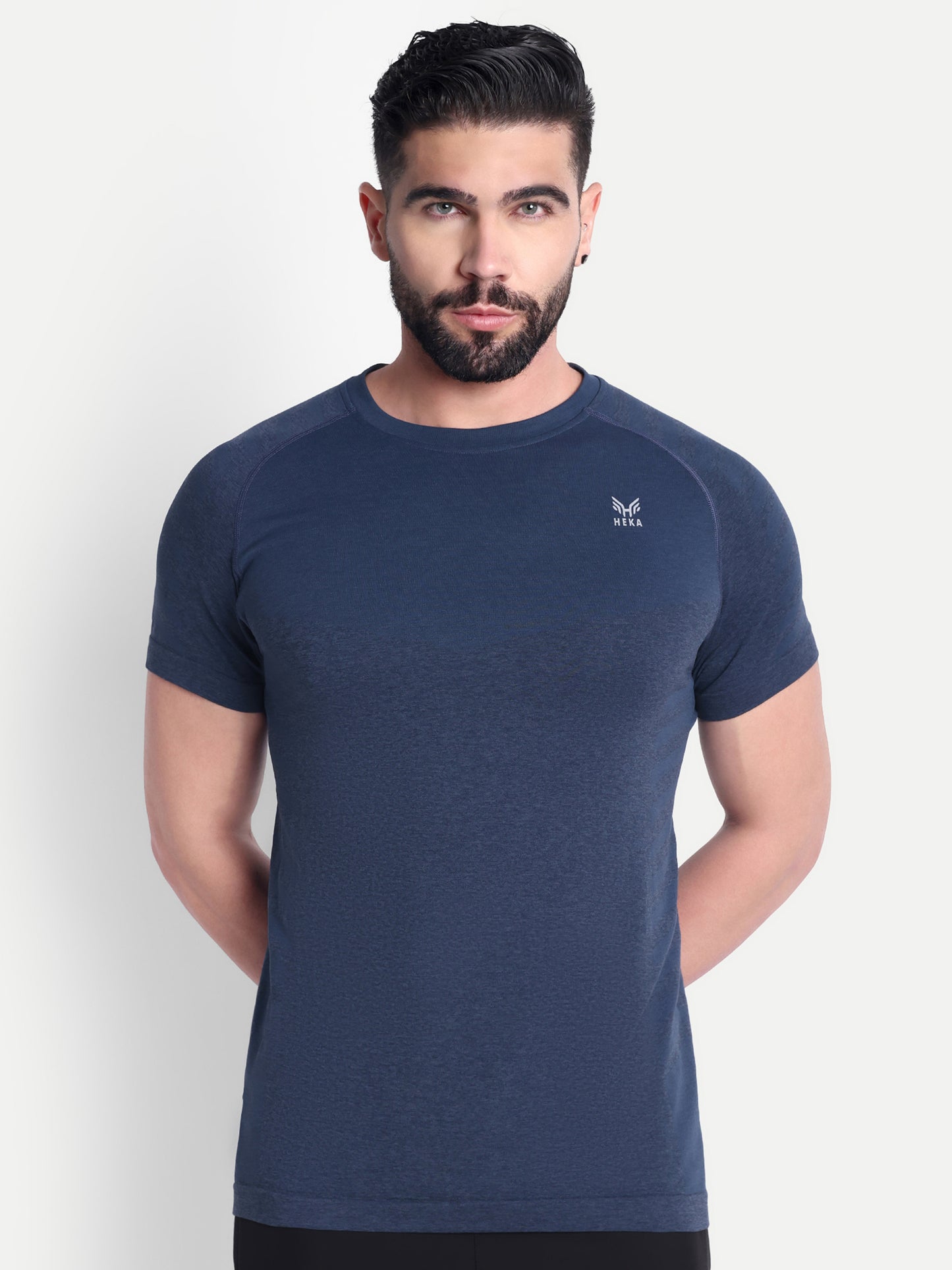 Heka Seamless Conquer Round Neck Tshirt - Bullet Ash Grey