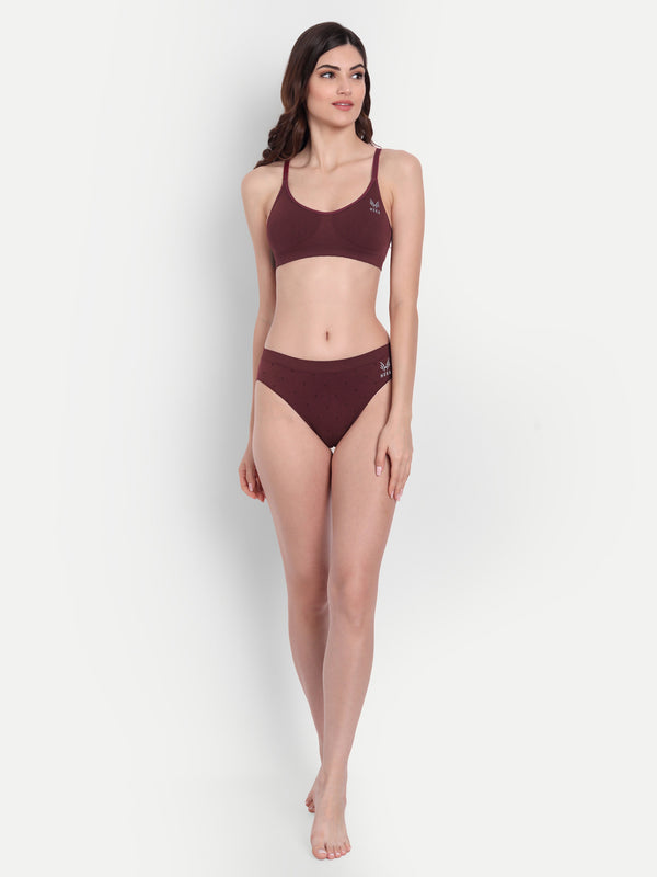 Heka Women Invisiwear Mid-Rise Polka - Dot Panty - Wine