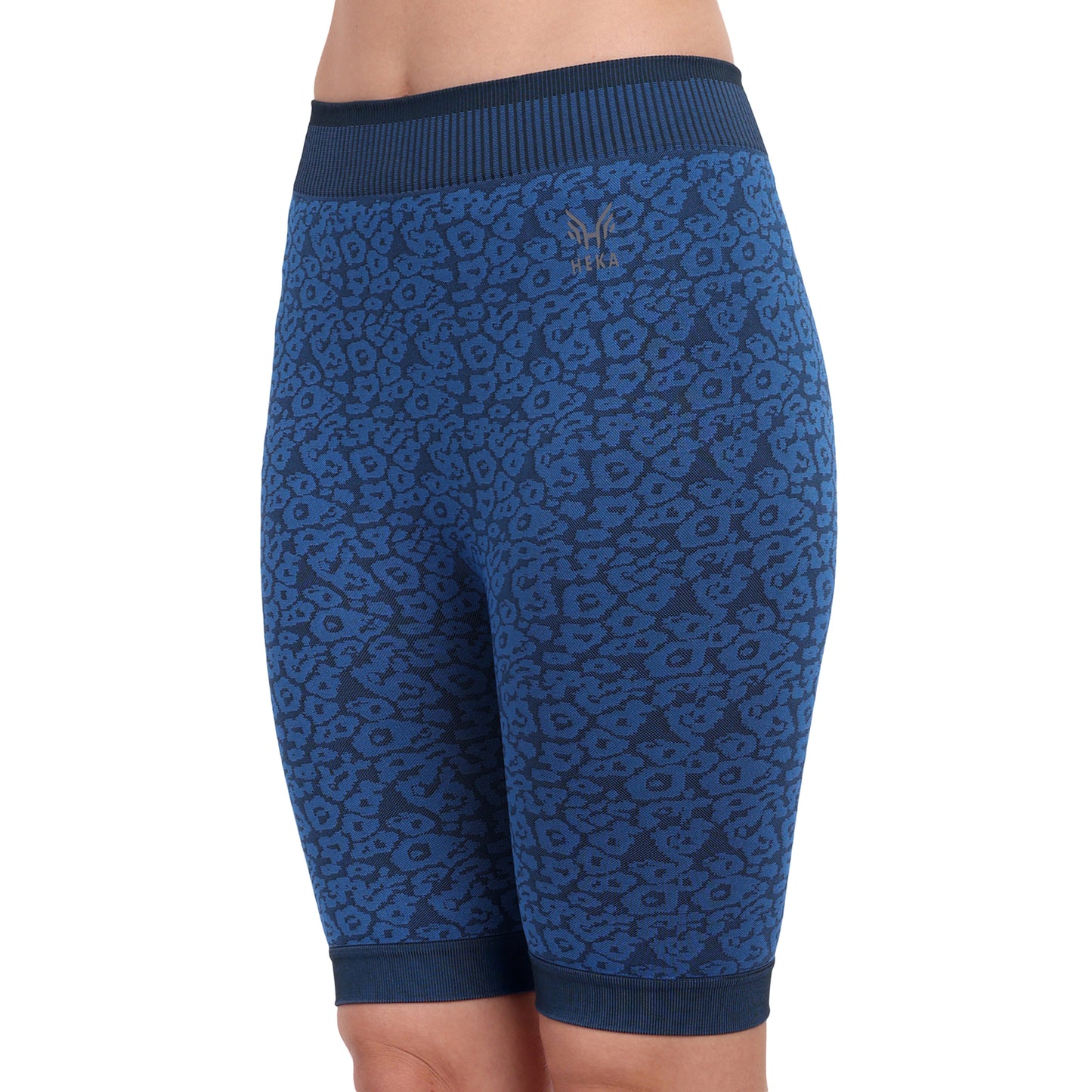 Heka Breathable Quick Dry Training Leopard Seamless Shorts - Blue