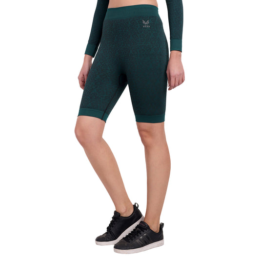 Heka Breathable Quick Dry Training Leopard Seamless Shorts - Teal