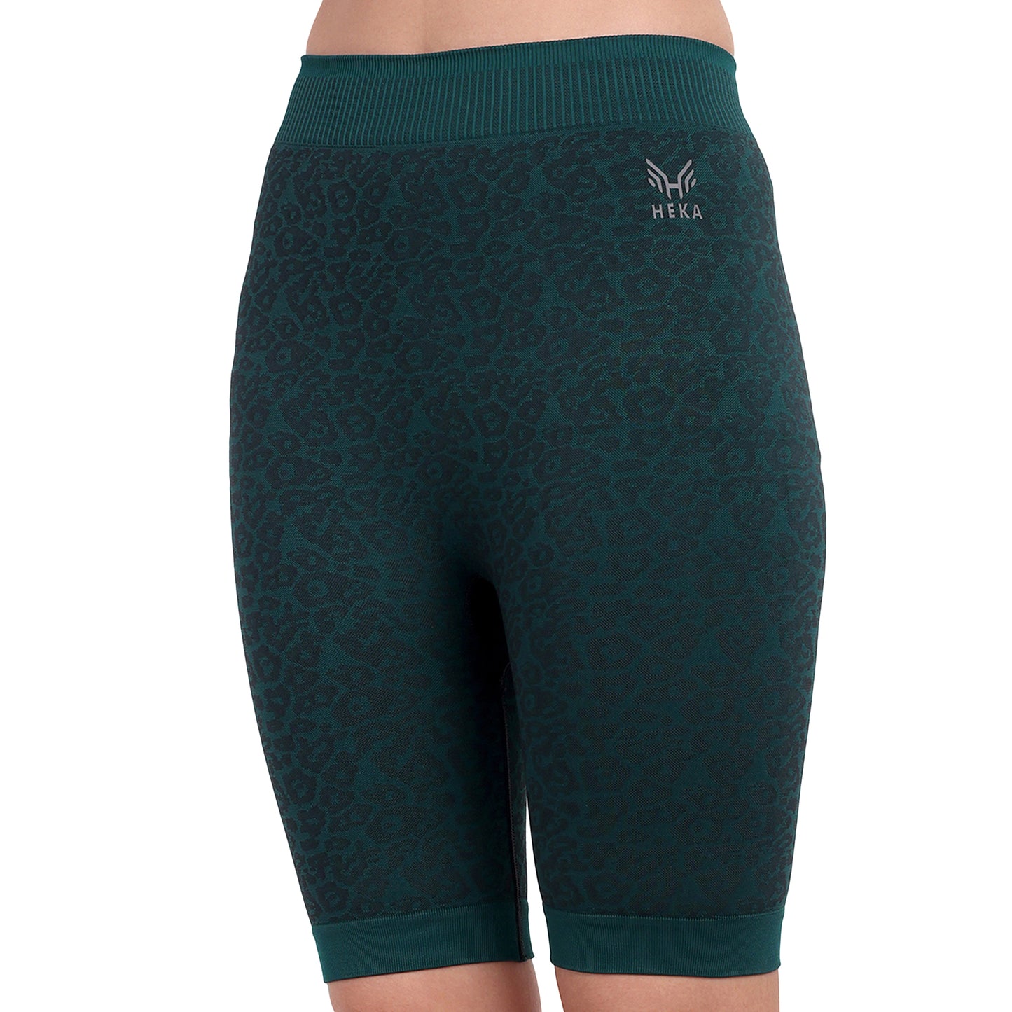 Heka Breathable Quick Dry Training Leopard Seamless Shorts - Teal