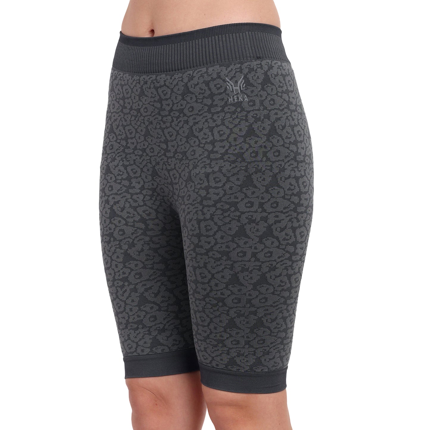 Heka Breathable Quick Dry Training Leopard Seamless Shorts - Grey