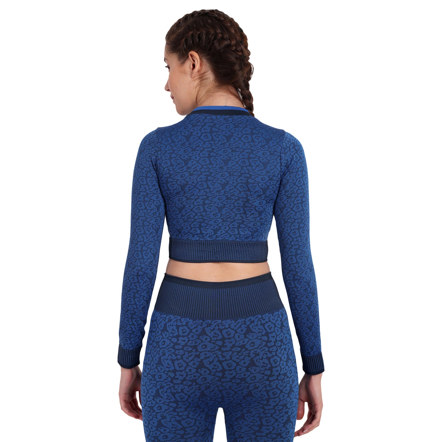 Heka Breathable Leopard -Camo Structured Seamless Crop Top - Blue