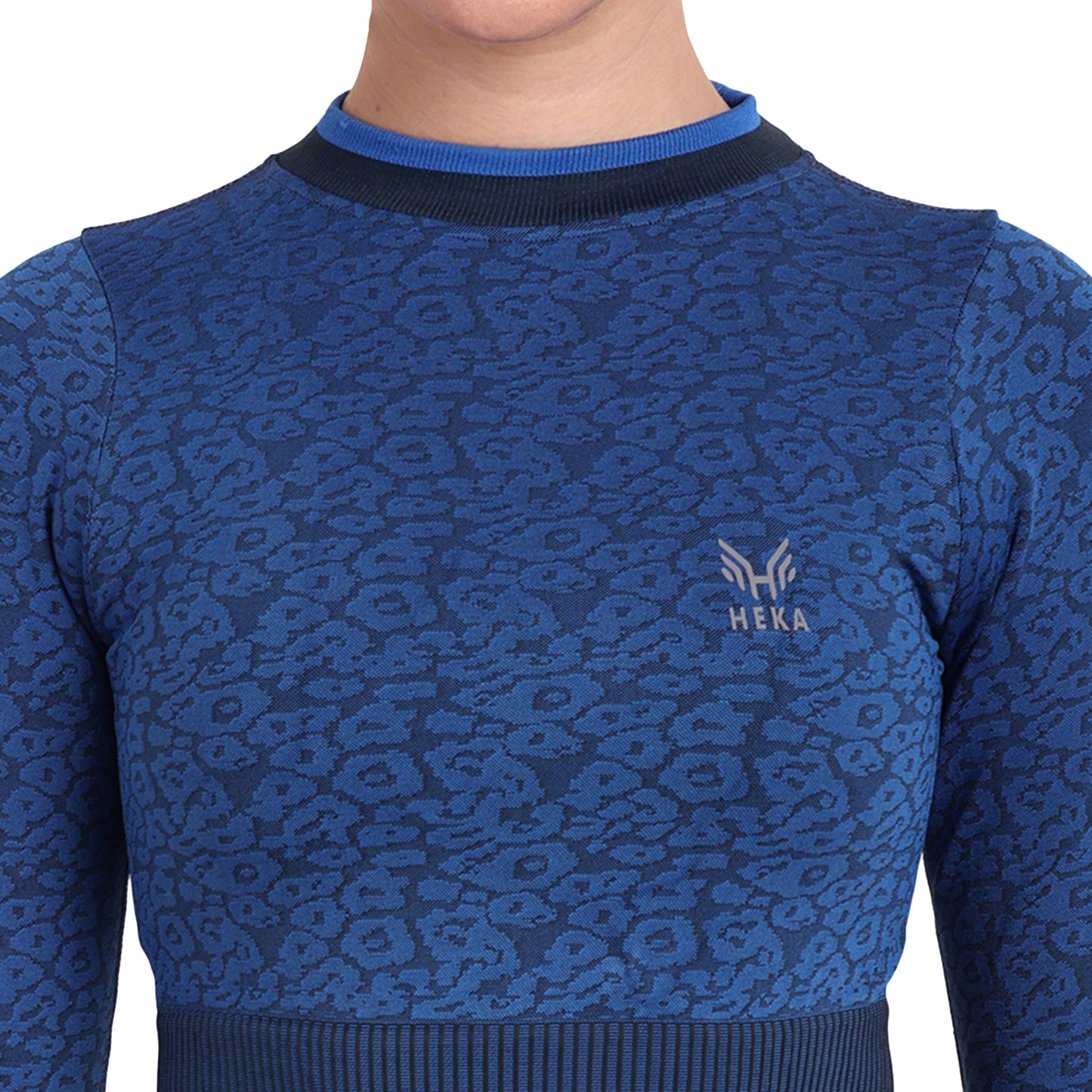Heka Breathable Leopard -Camo Structured Seamless Crop Top - Blue