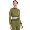 Heka Breathable Leopard -Camo Structured Seamless Crop Top - Green