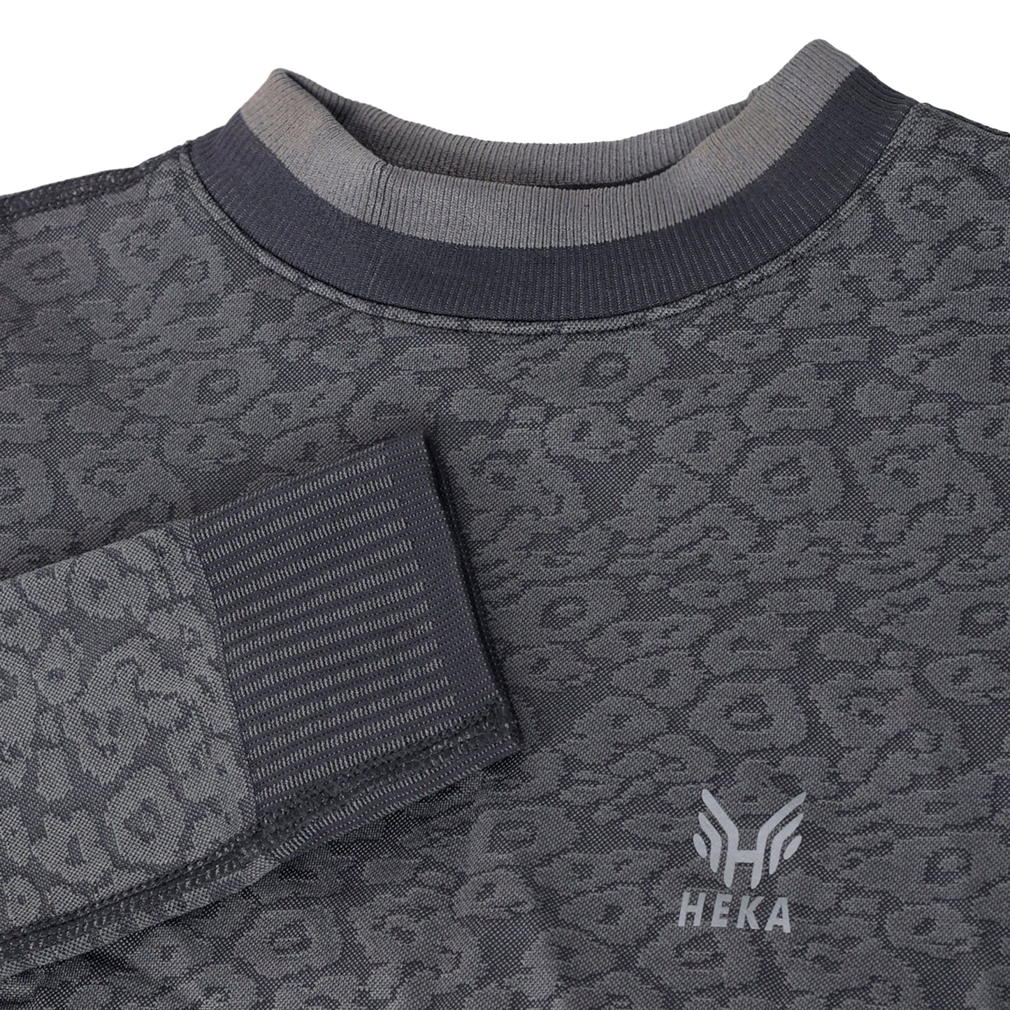 Heka Breathable Leopard -Camo Structured Seamless Crop Top - Grey