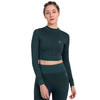 Heka Breathable Leopard -Camo Structured Seamless Crop Top - Teal