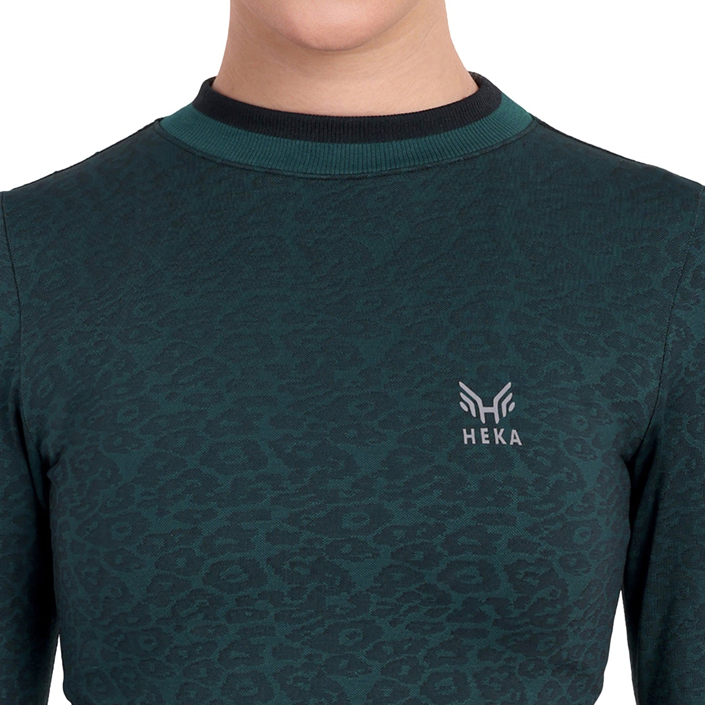Heka Breathable Leopard -Camo Structured Seamless Crop Top - Teal
