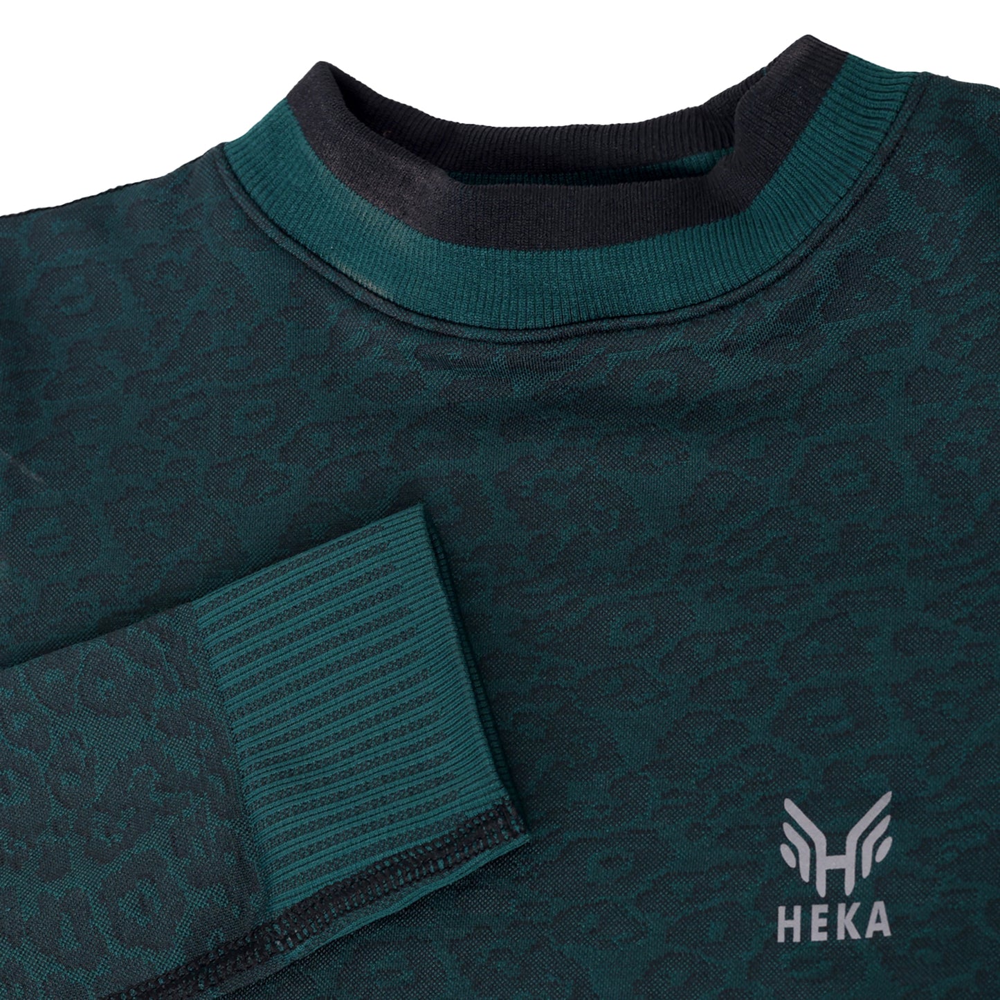 Heka Breathable Leopard -Camo Structured Seamless Crop Top - Teal