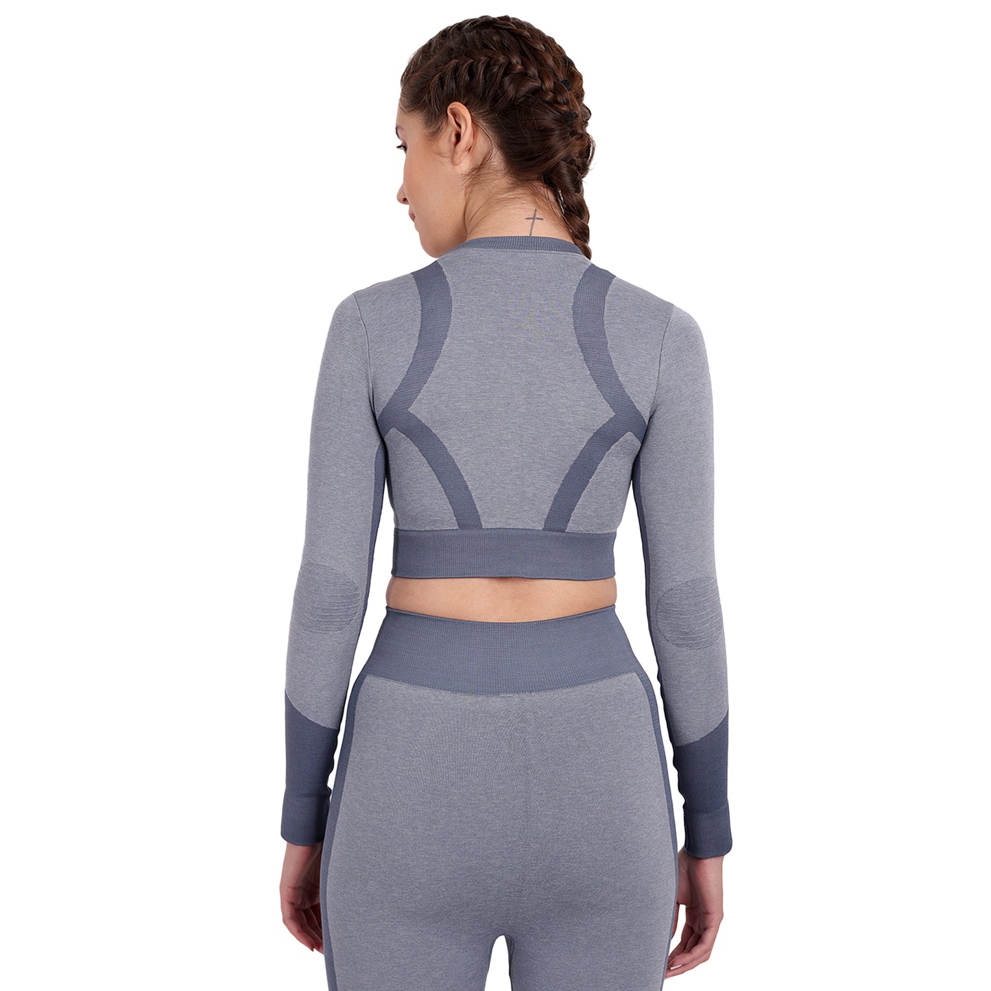 Heka Breathable Lux Melange Seamless Crop Top - Grey
