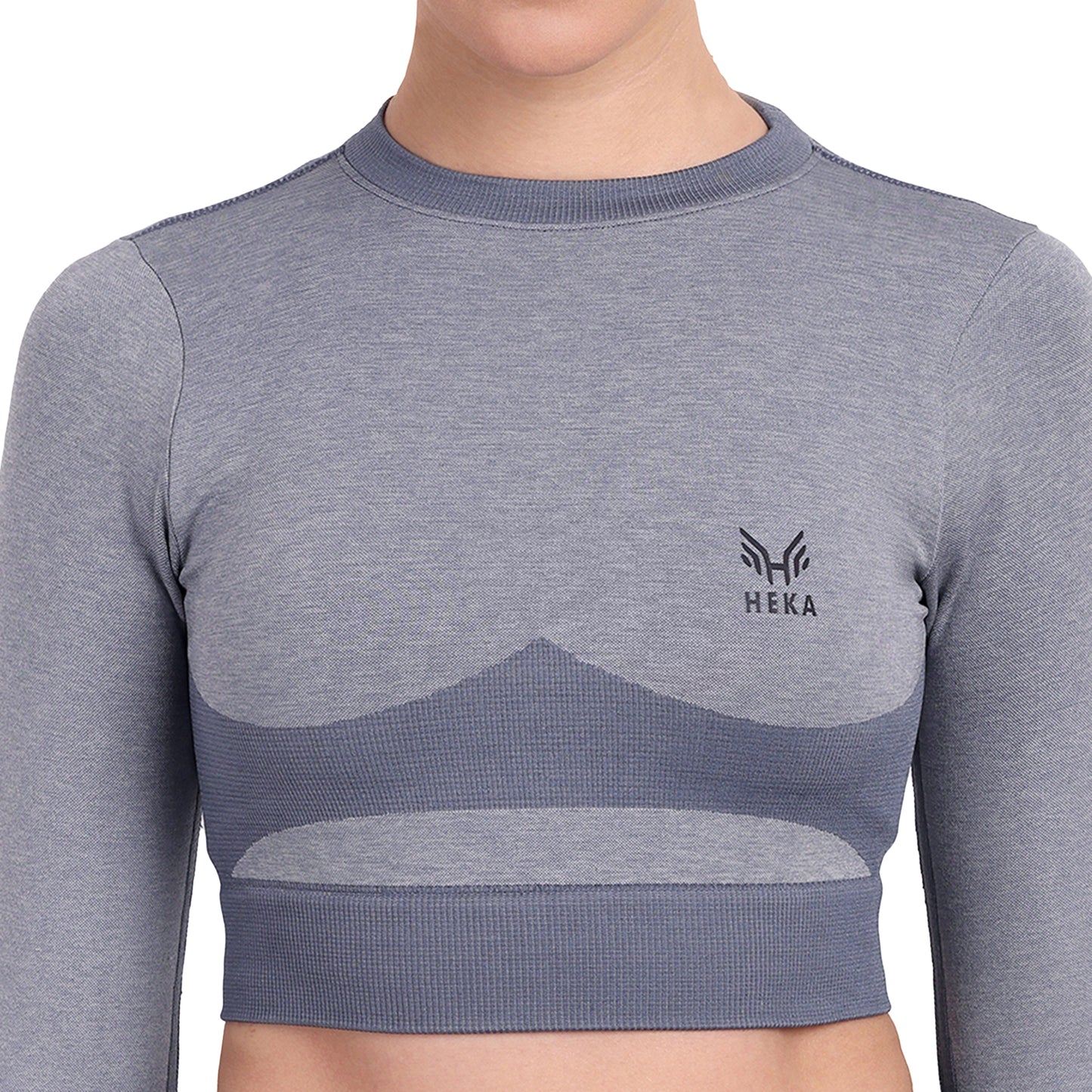 Heka Breathable Lux Melange Seamless Crop Top - Grey