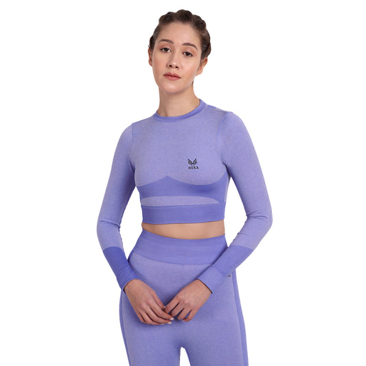 Heka Breathable Lux Melange Seamless Crop Top - Purple