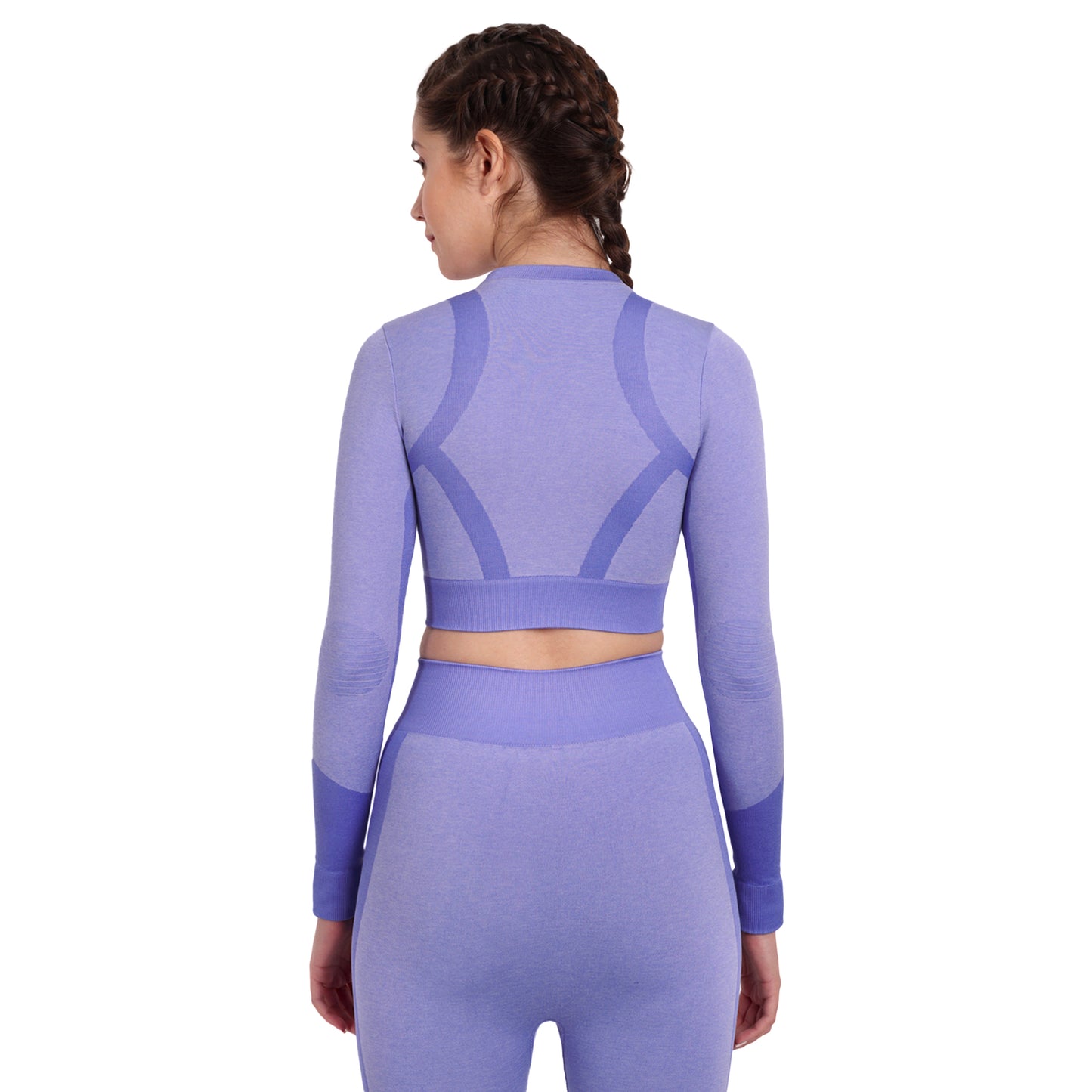 Heka Breathable Lux Melange Seamless Crop Top - Purple