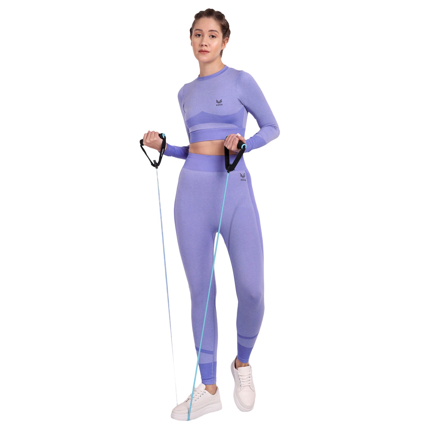 Heka Breathable Lux Melange Seamless Crop Top - Purple