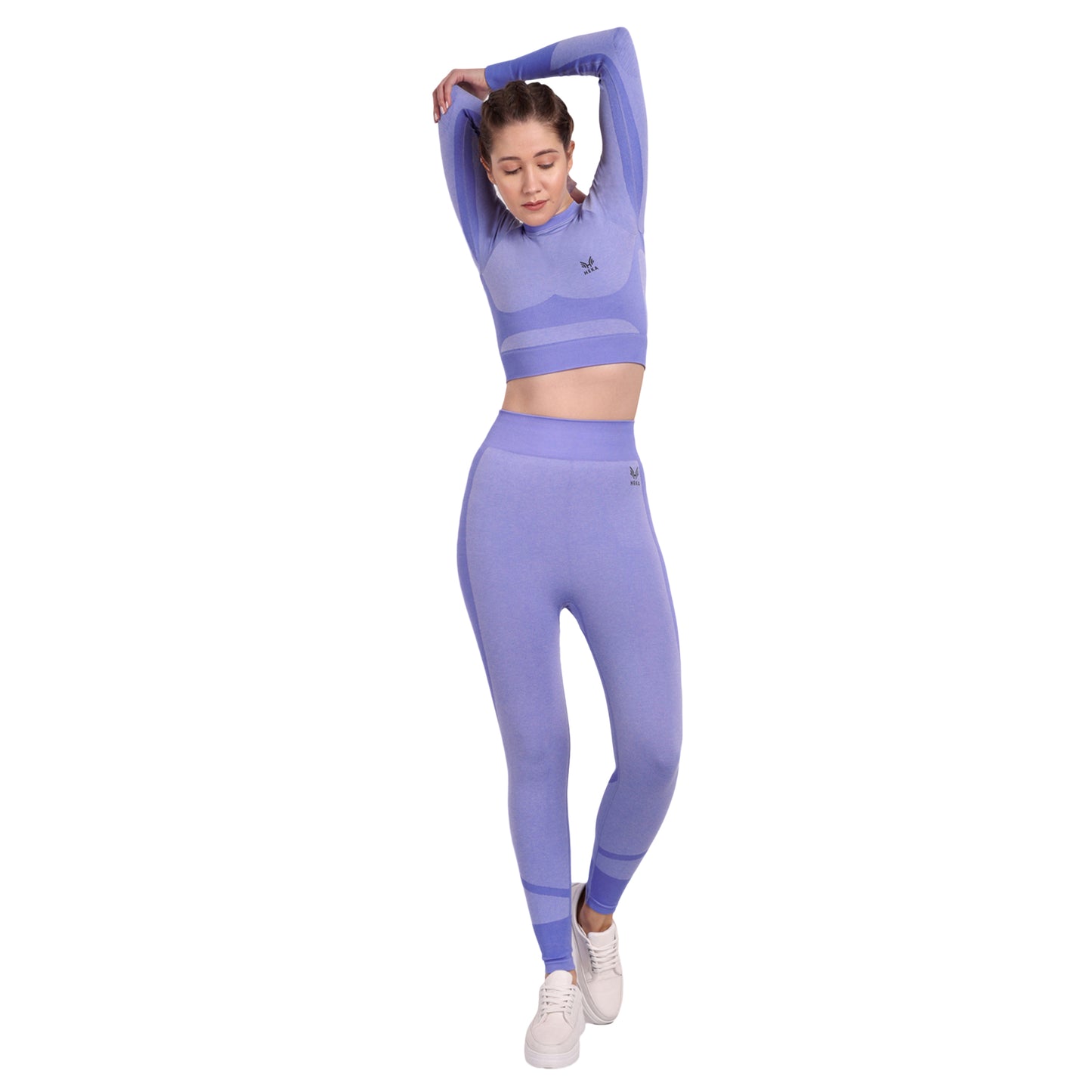 Heka Breathable Lux Melange Seamless Crop Top - Purple