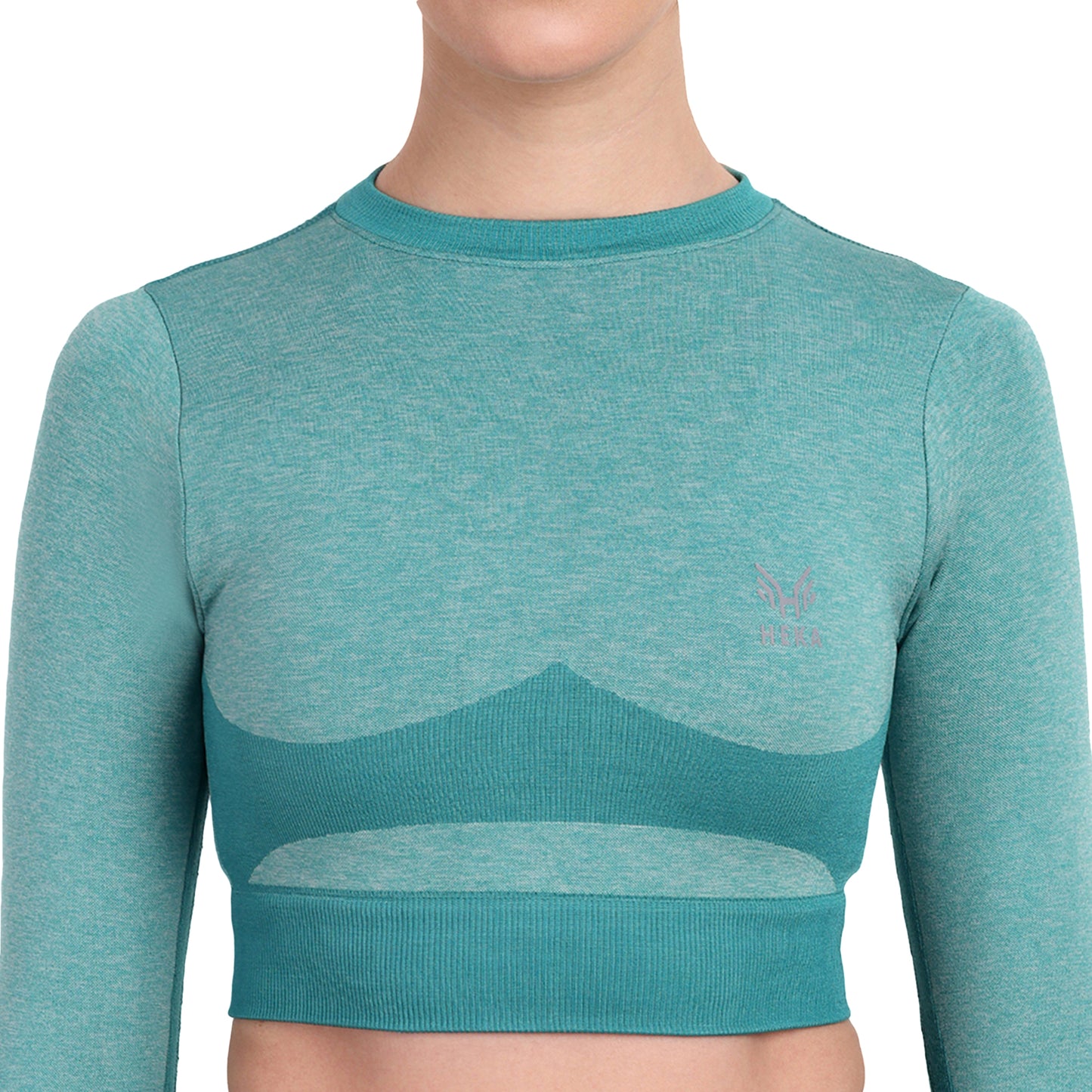 Heka Breathable Lux Melange Seamless Crop Top - Teal