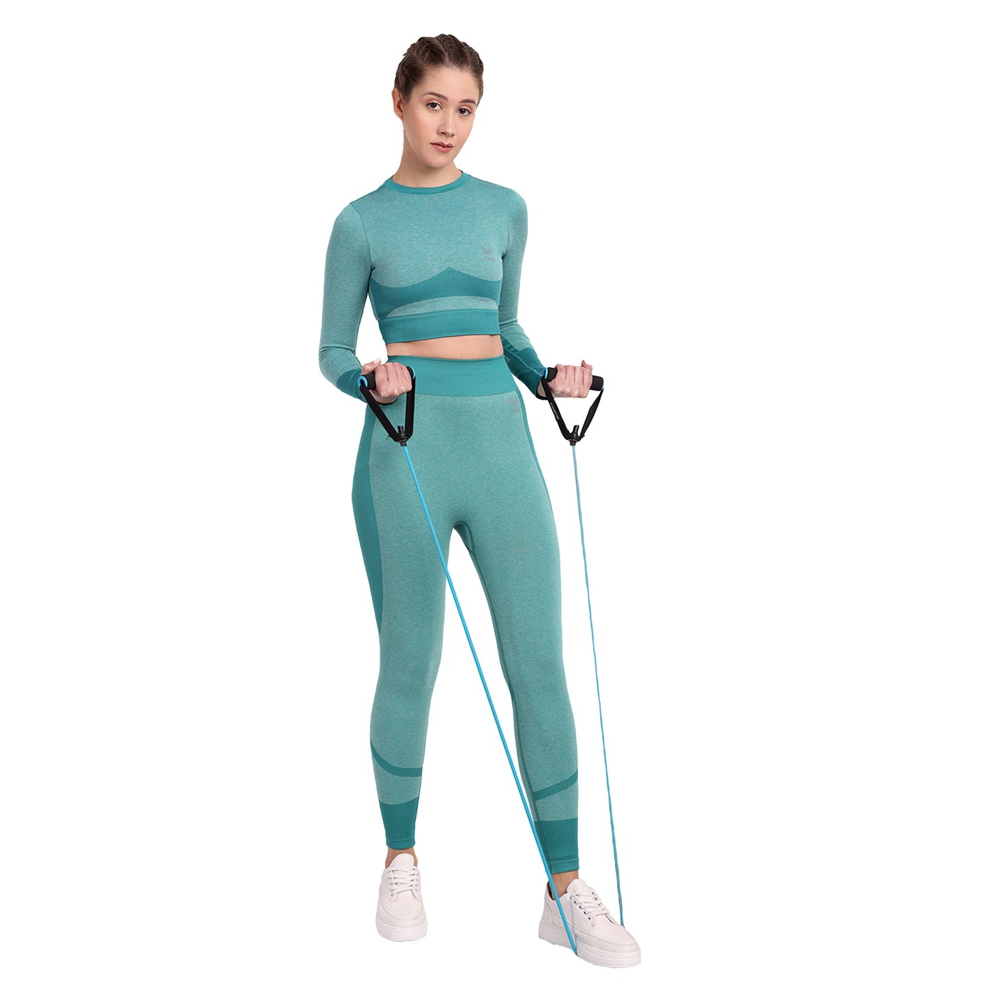 Heka Breathable Lux Melange Seamless Crop Top - Teal