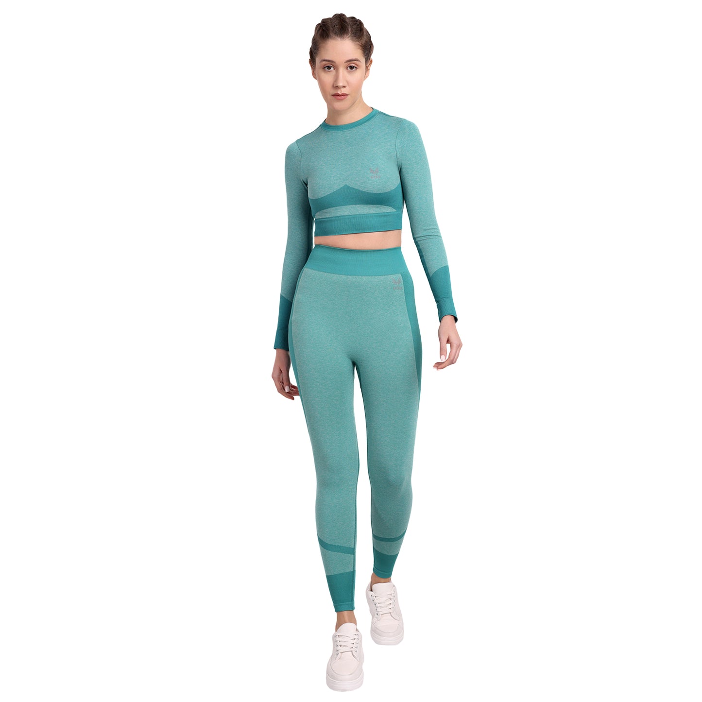 Heka Breathable Lux Melange Seamless Crop Top - Teal