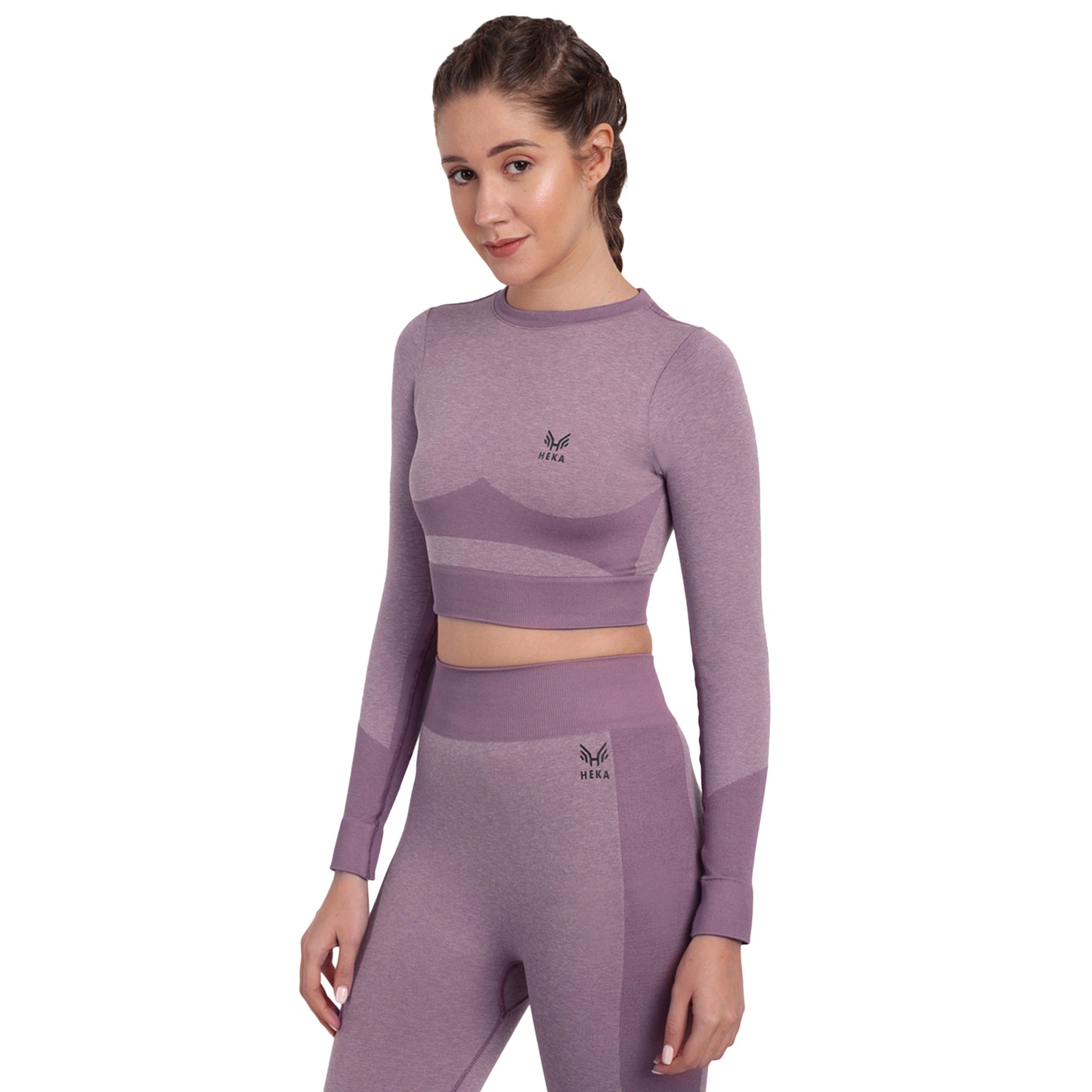 Heka Breathable Lux Melange Seamless Crop Top - Wine