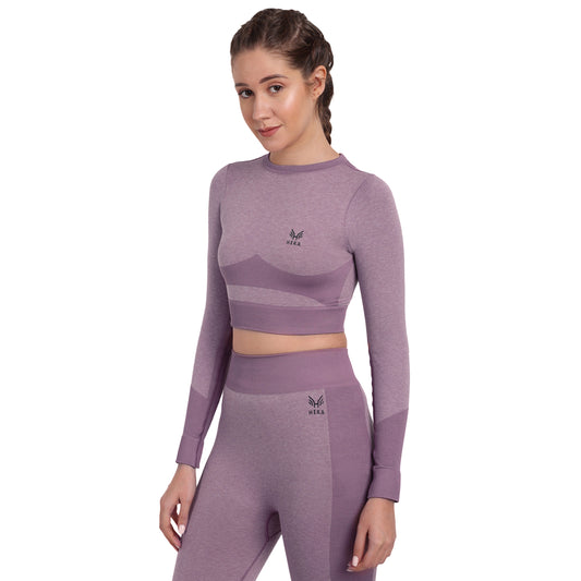 Heka Breathable Lux Melange Seamless Crop Top - Wine