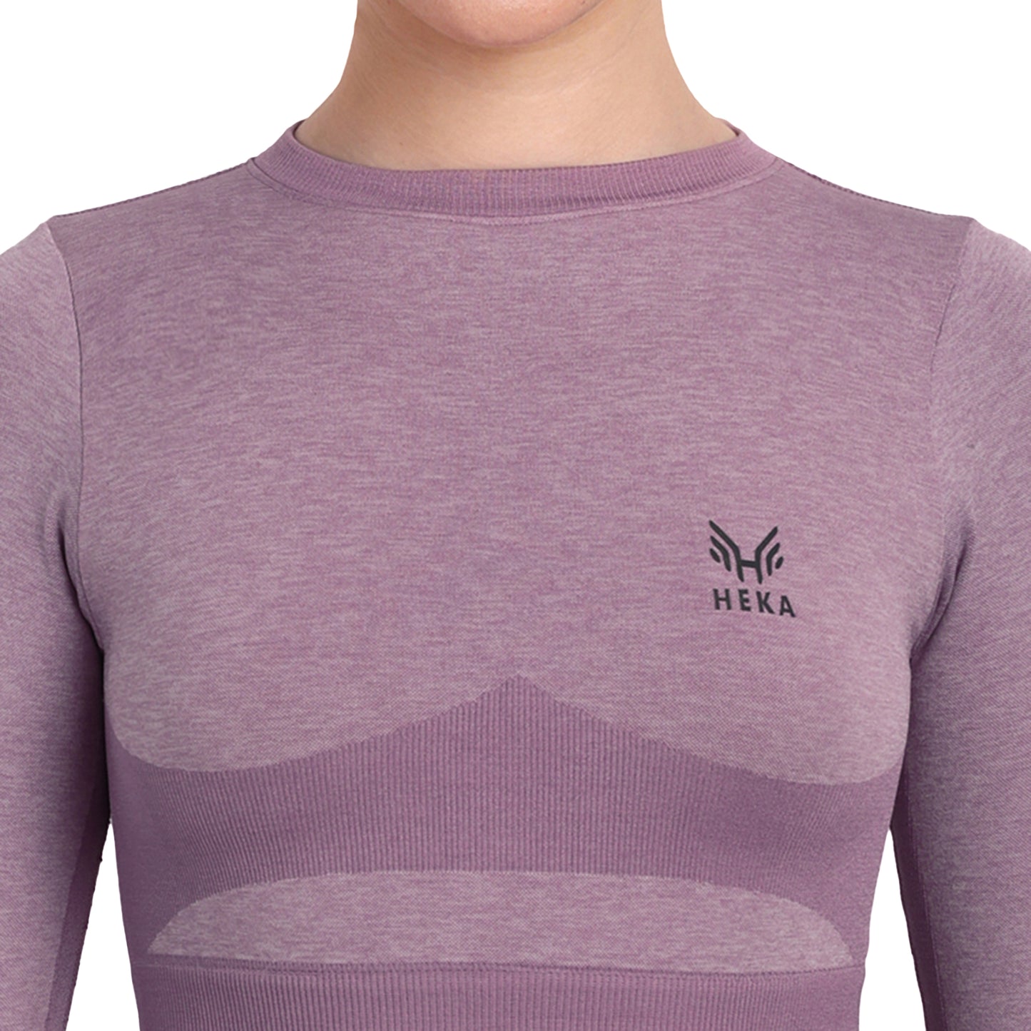 Heka Breathable Lux Melange Seamless Crop Top - Wine