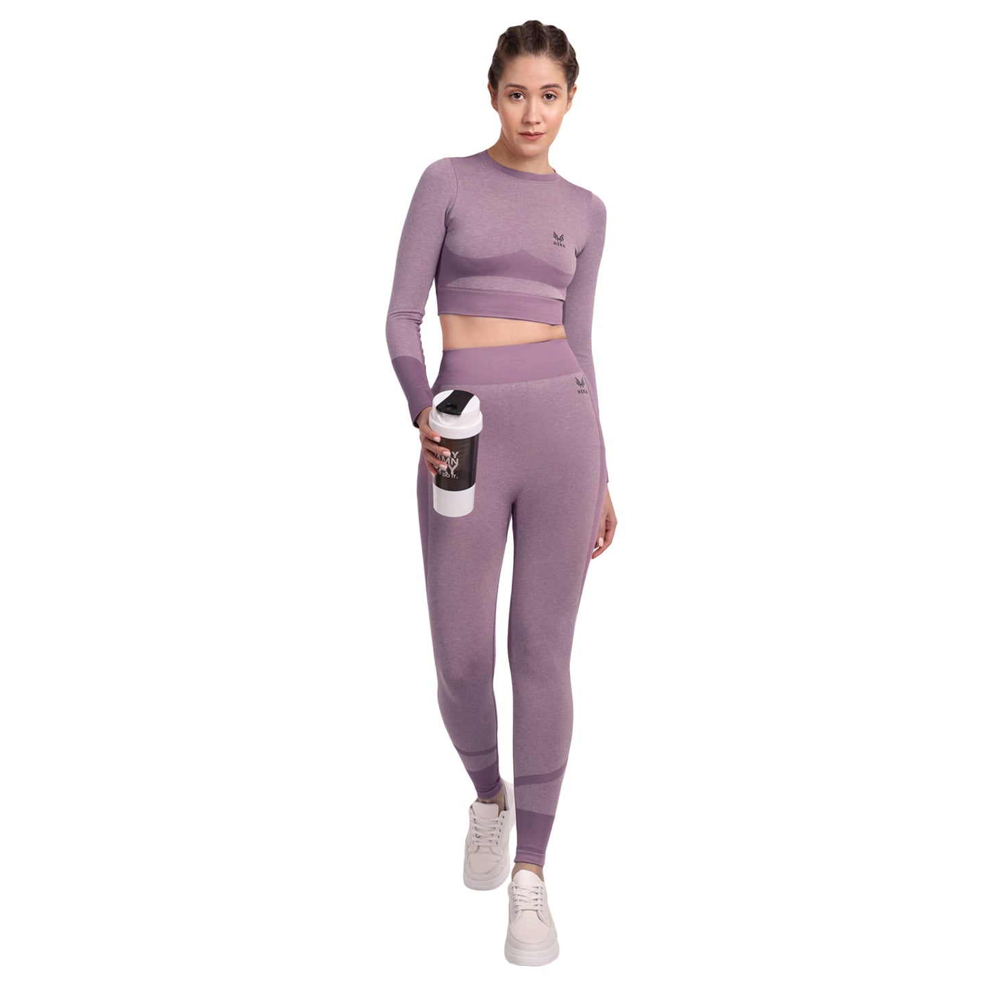 Heka Breathable Lux Melange Seamless Crop Top - Wine
