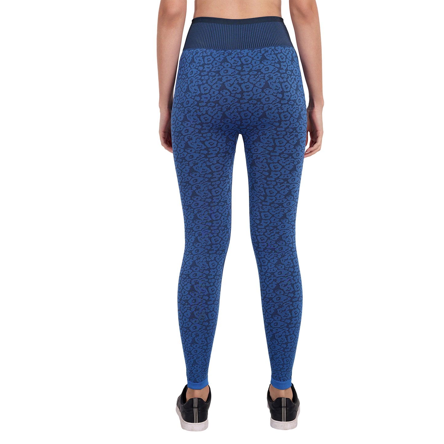 Heka Breathable Leopard Structured Seamless Tights - Blue