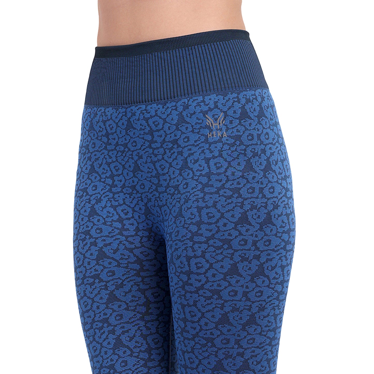 Heka Breathable Leopard Structured Seamless Tights - Blue