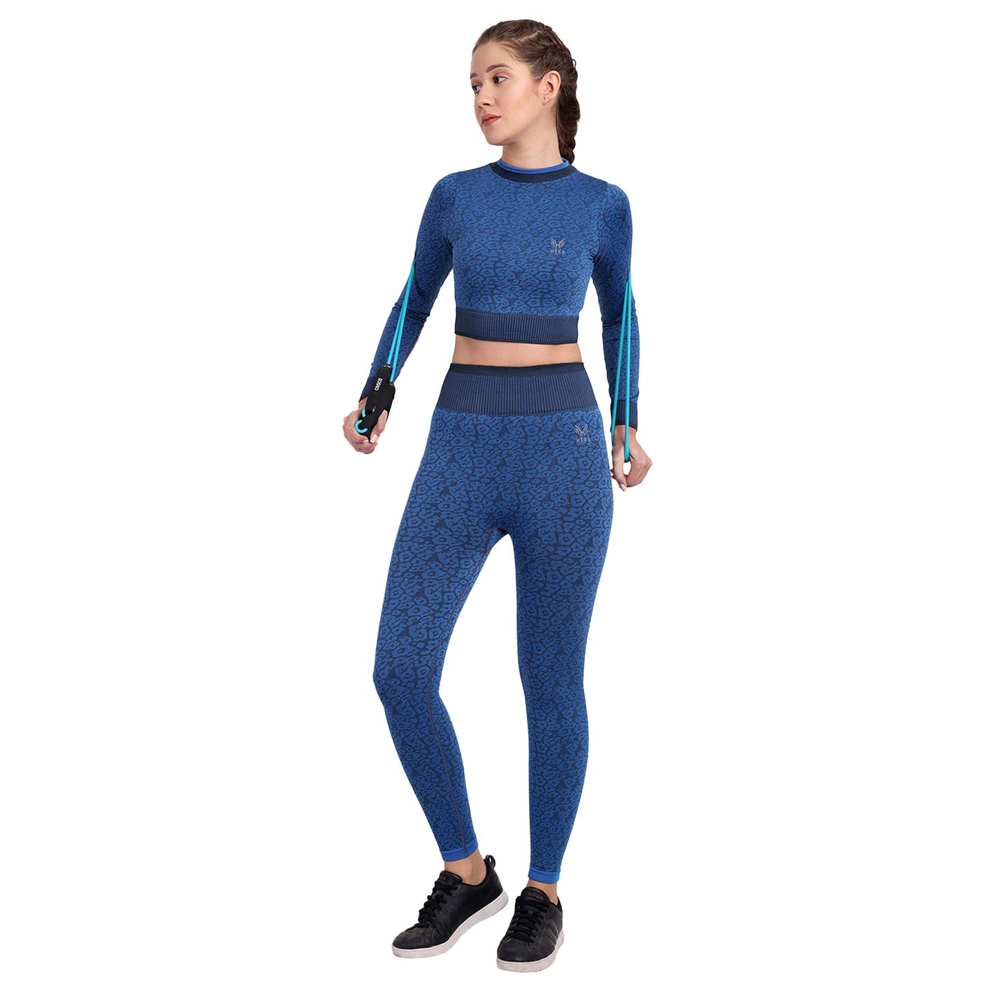 Heka Breathable Leopard -Camo Structured Seamless Crop Top - Blue