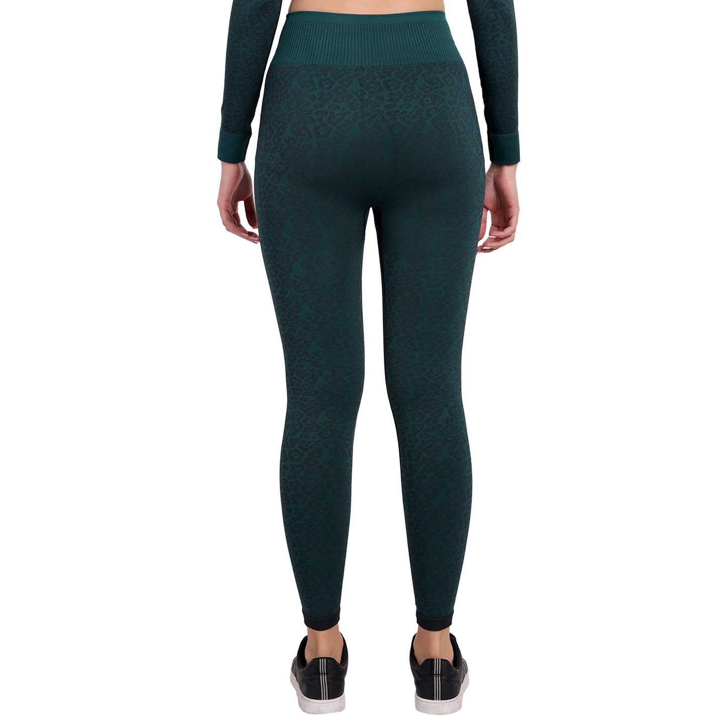 Heka Breathable Leopard Structured Seamless Tights - Teal