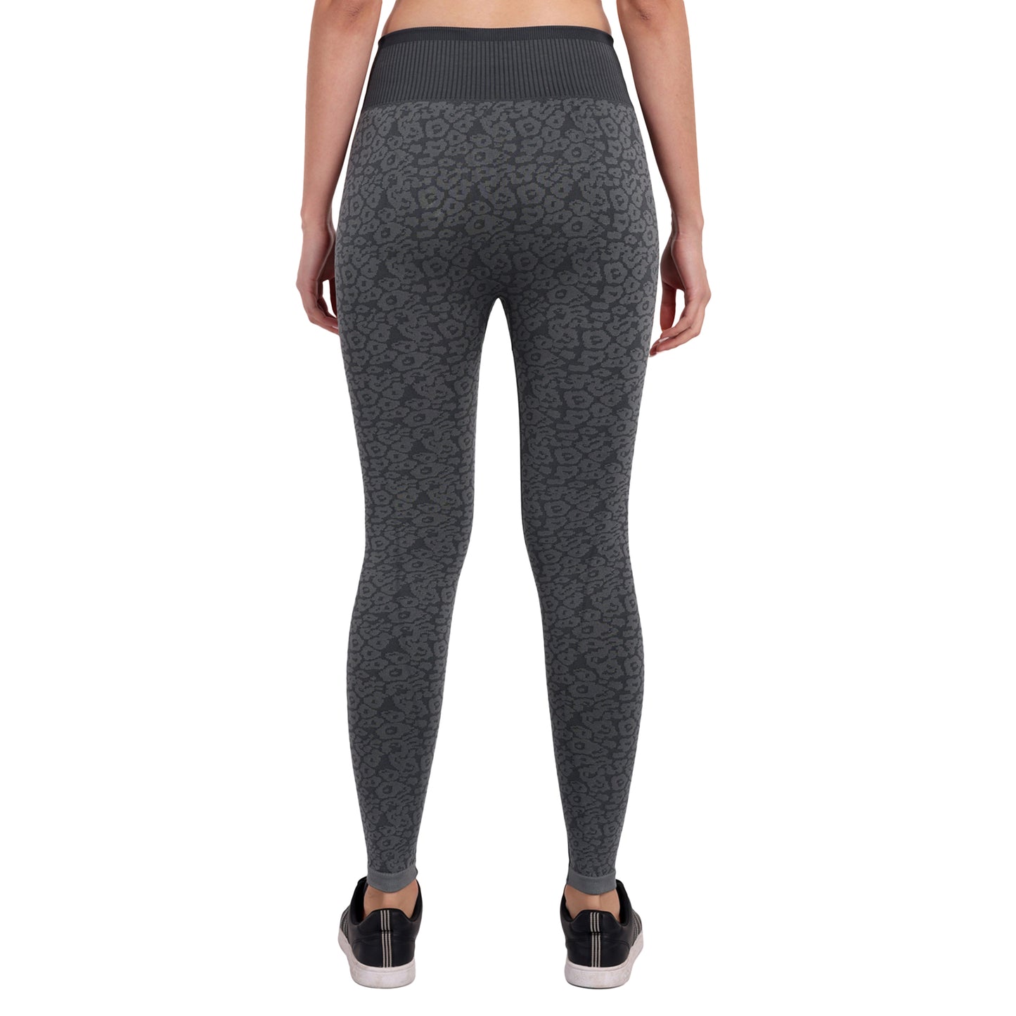 Heka Breathable Leopard Structured Seamless Tights - Grey