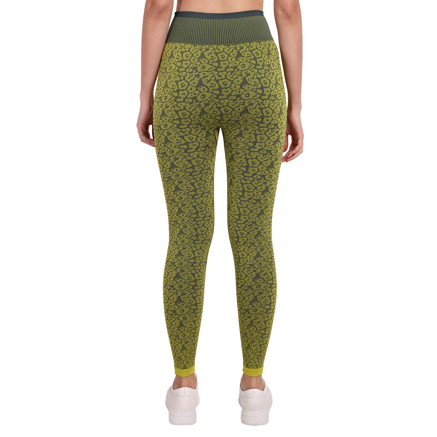 Heka Breathable Leopard Structured Seamless Tights - Green